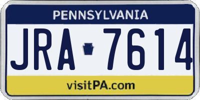 PA license plate JRA7614