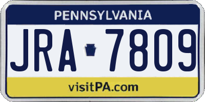 PA license plate JRA7809