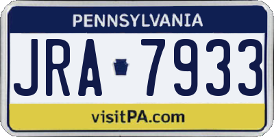 PA license plate JRA7933