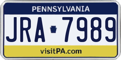 PA license plate JRA7989