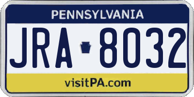 PA license plate JRA8032