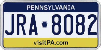 PA license plate JRA8082