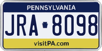 PA license plate JRA8098
