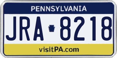 PA license plate JRA8218