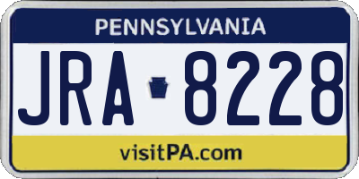 PA license plate JRA8228