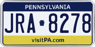 PA license plate JRA8278