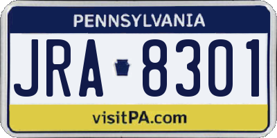 PA license plate JRA8301
