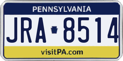 PA license plate JRA8514