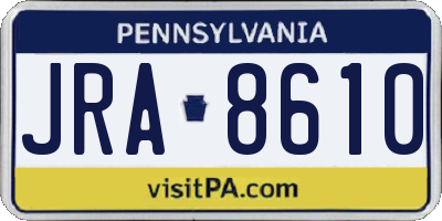 PA license plate JRA8610