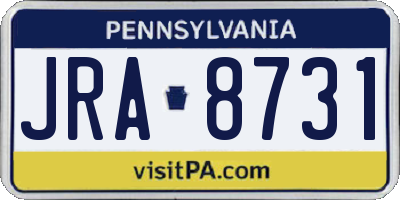 PA license plate JRA8731