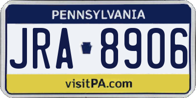 PA license plate JRA8906