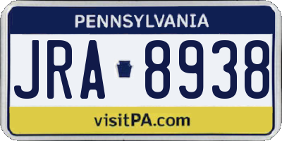 PA license plate JRA8938