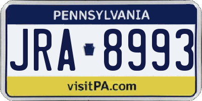 PA license plate JRA8993