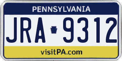 PA license plate JRA9312