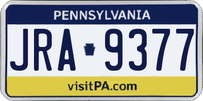 PA license plate JRA9377