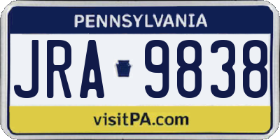 PA license plate JRA9838