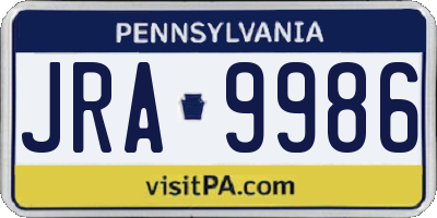 PA license plate JRA9986