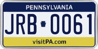 PA license plate JRB0061