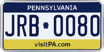 PA license plate JRB0080