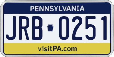 PA license plate JRB0251
