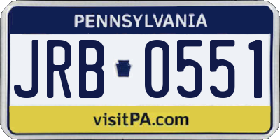 PA license plate JRB0551