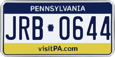 PA license plate JRB0644