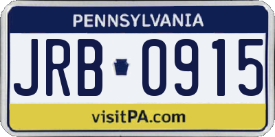 PA license plate JRB0915