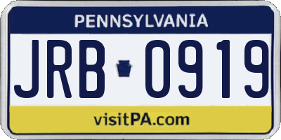 PA license plate JRB0919