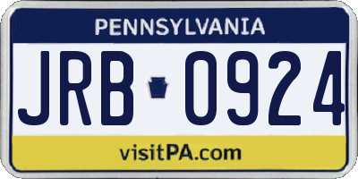 PA license plate JRB0924