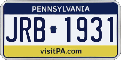 PA license plate JRB1931