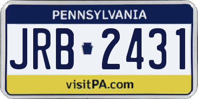 PA license plate JRB2431