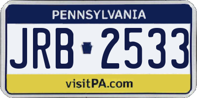PA license plate JRB2533
