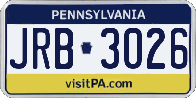 PA license plate JRB3026