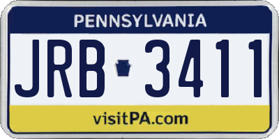 PA license plate JRB3411