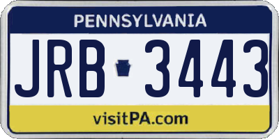 PA license plate JRB3443