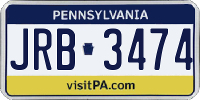PA license plate JRB3474