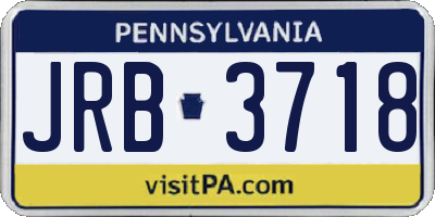 PA license plate JRB3718