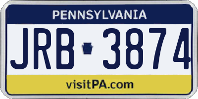 PA license plate JRB3874