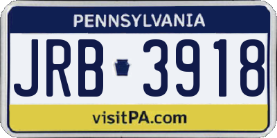 PA license plate JRB3918
