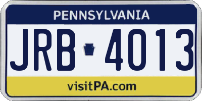 PA license plate JRB4013