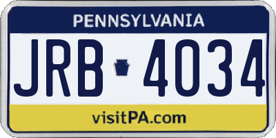 PA license plate JRB4034