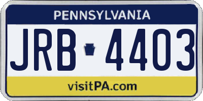 PA license plate JRB4403