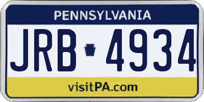PA license plate JRB4934