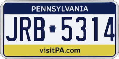 PA license plate JRB5314