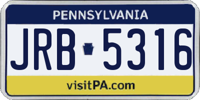 PA license plate JRB5316