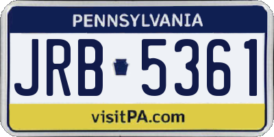 PA license plate JRB5361