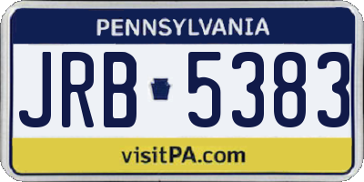 PA license plate JRB5383