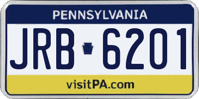 PA license plate JRB6201