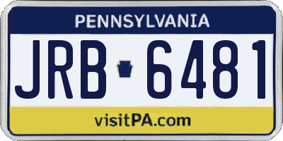 PA license plate JRB6481