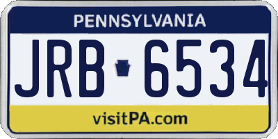 PA license plate JRB6534